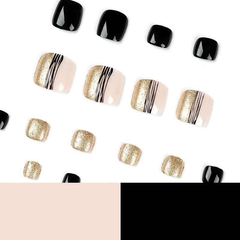 Exquisite toenail art with glitter and stripe design Stornfield