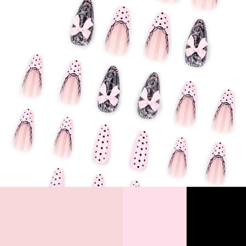 Elegant and artistic stiletto nails with tips and bows Stornfield