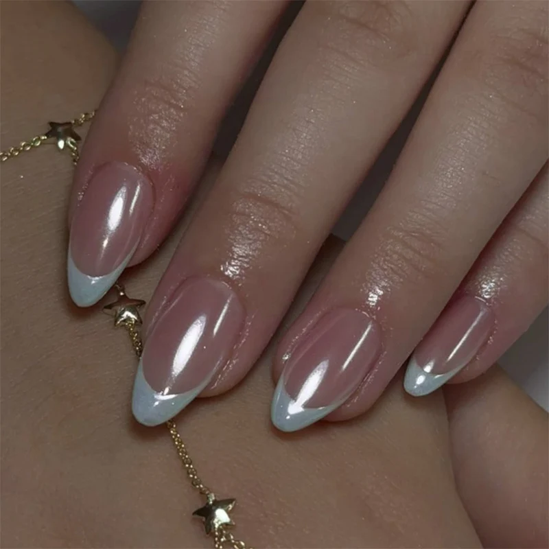 Elegant stiletto nails with high-gloss French tip design Stornfield