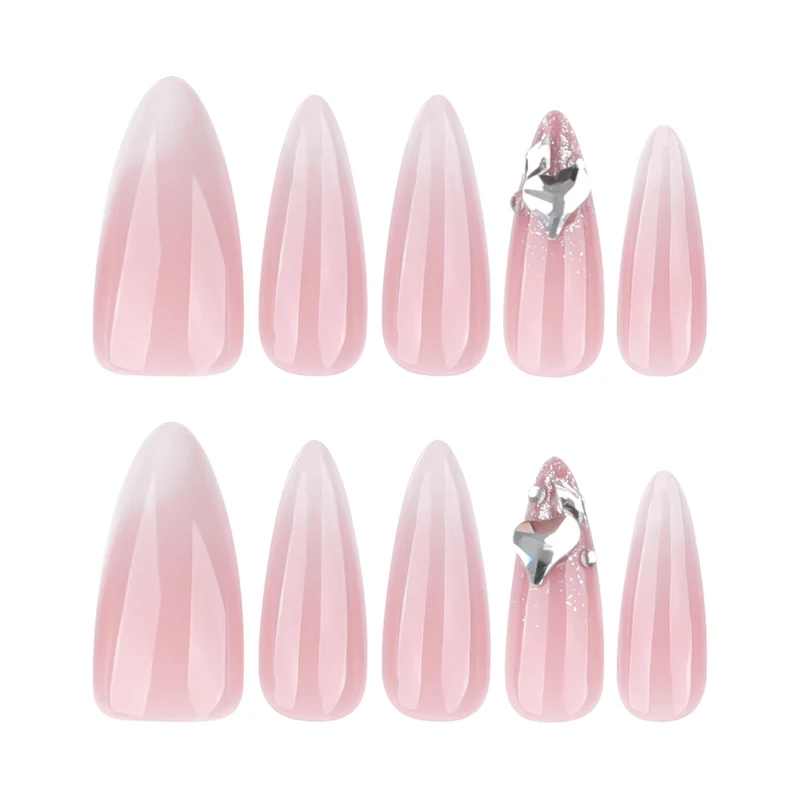 Elegant Stiletto Artificial Nails with Glitter Accents Stornfield
