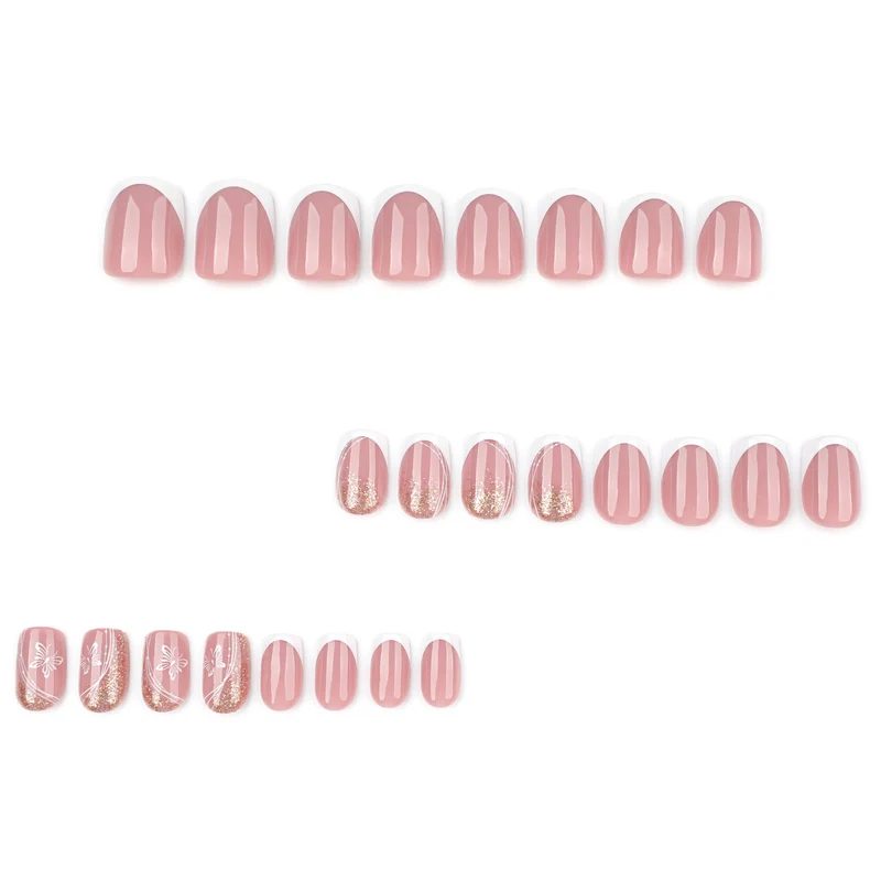 Elegant Nail Extensions with Glitter and Flower Patterns Stornfield
