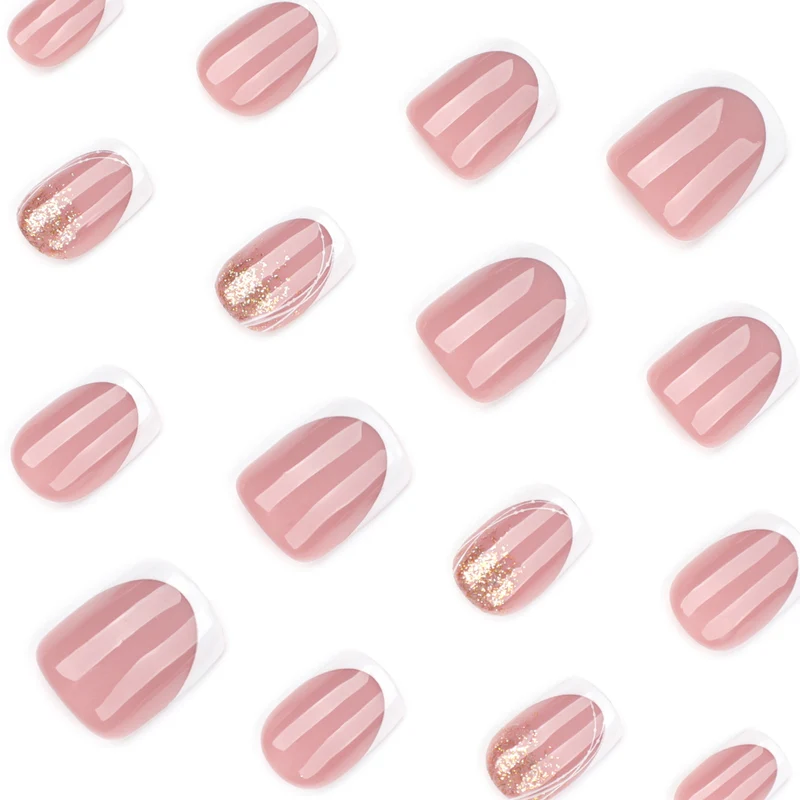 Elegant Nail Extensions with Glitter and Flower Patterns Stornfield