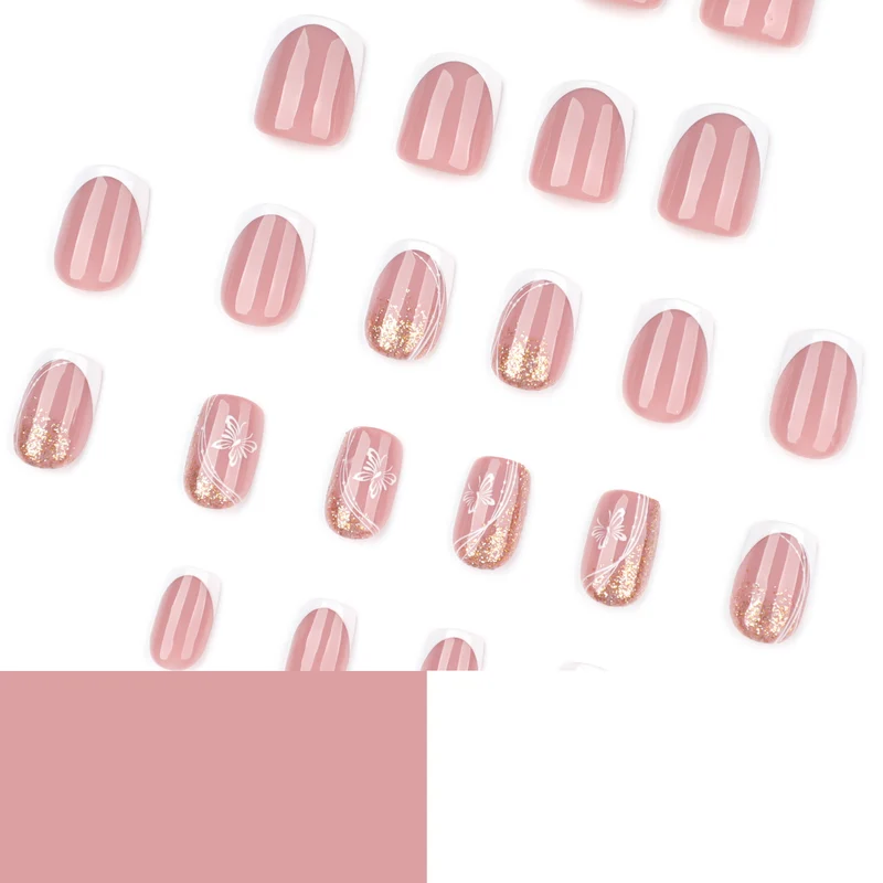 Elegant Nail Extensions with Glitter and Flower Patterns Stornfield