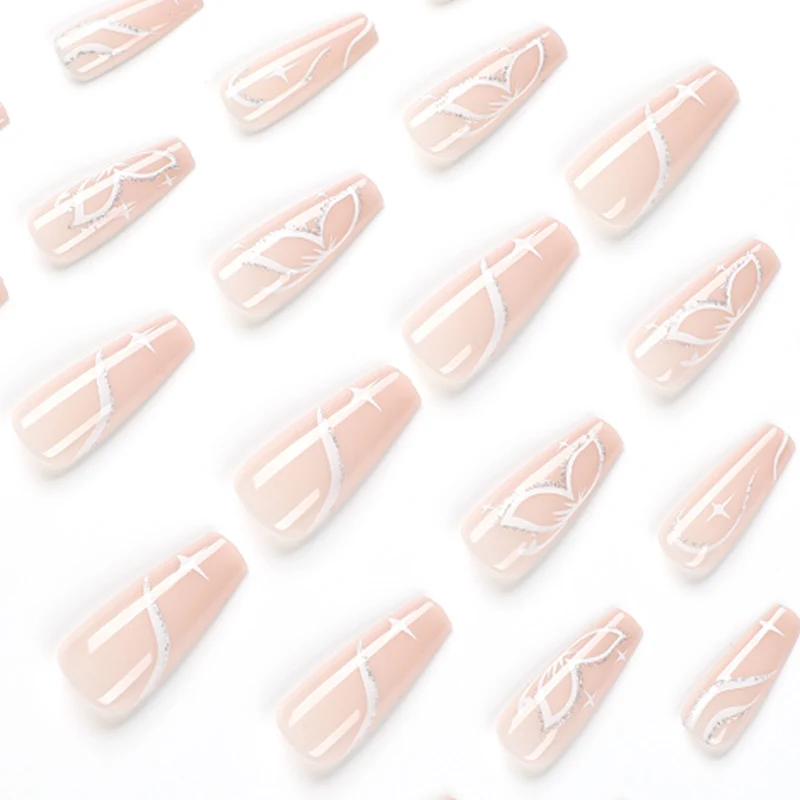 Elegant Nail Extensions with Floral Design Stornfield