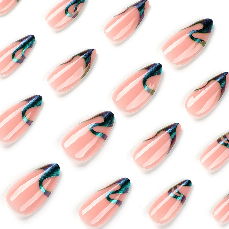 Elegant nail art with stylish green accents and high gloss finish Stornfield