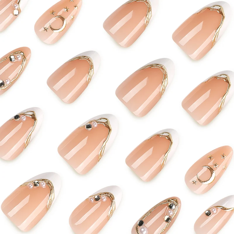 Elegant Nail Art with Glitter and Moon Designs Stornfield