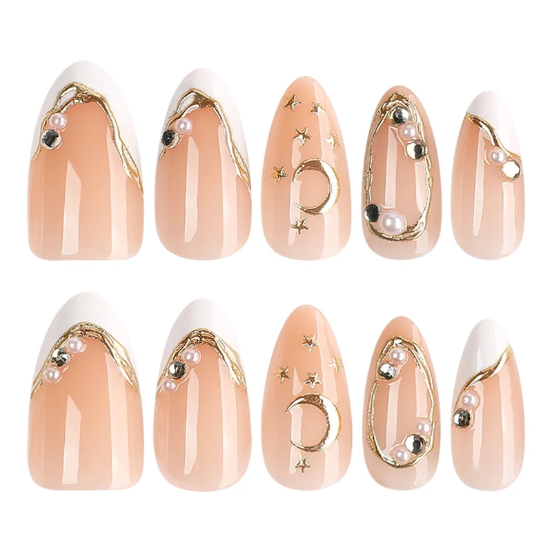 Elegant Nail Art with Glitter and Moon Designs Stornfield