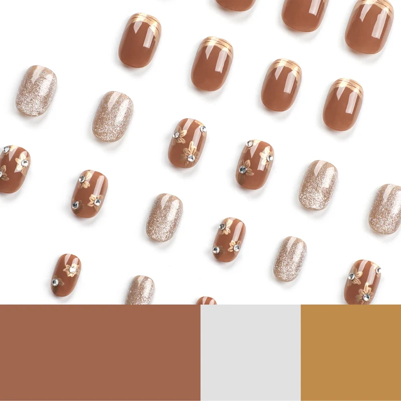 Elegant Nail Decoration with Glitter and Floral Accents Stornfield