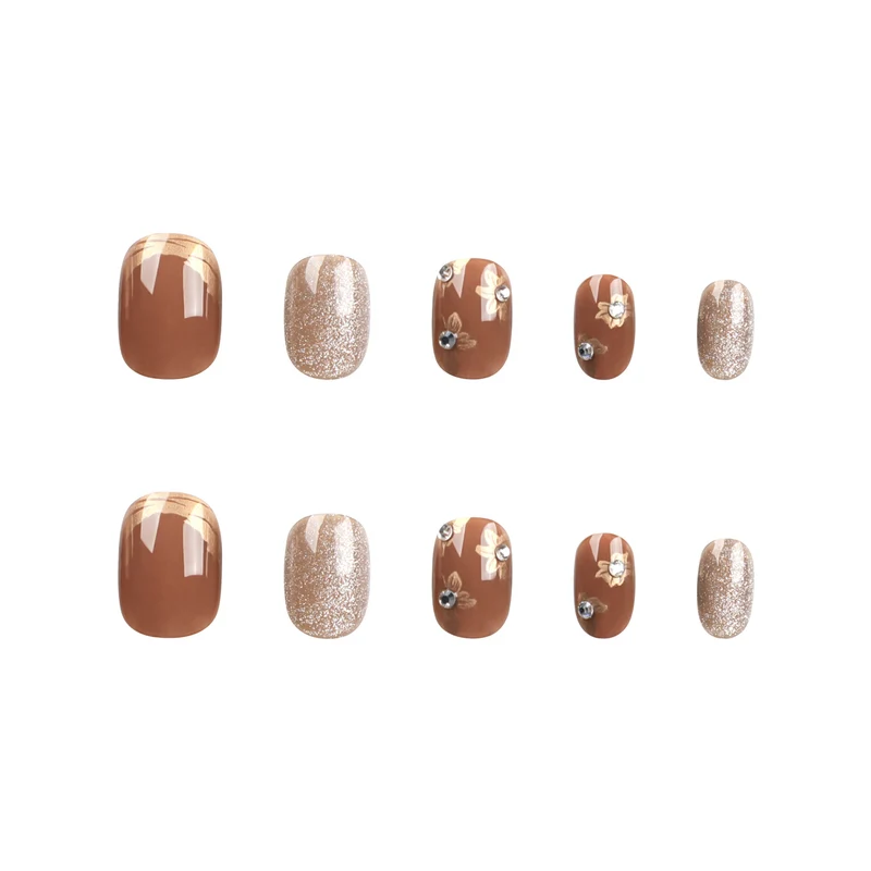 Elegant Nail Decoration with Glitter and Floral Accents Stornfield