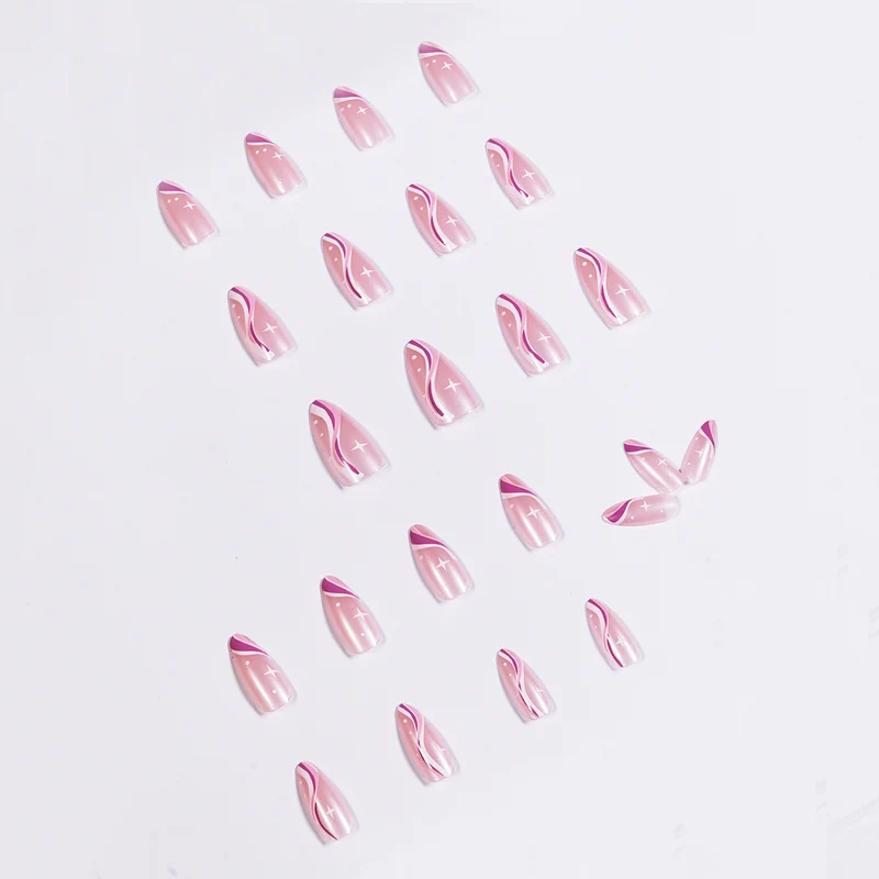 Elegant artistic nail extensions with delicate gradient and accented lines Stornfield