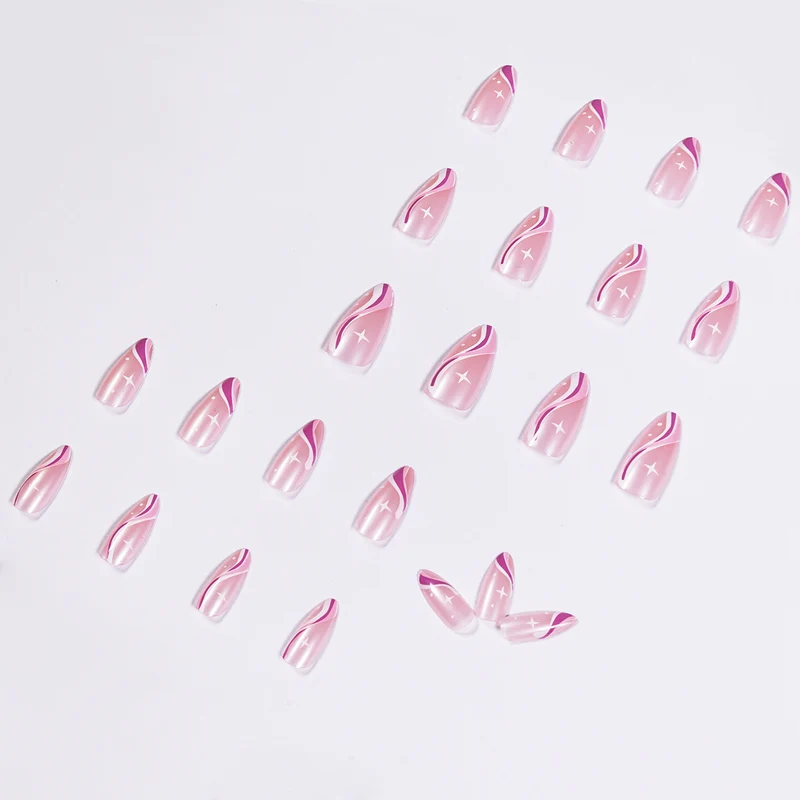 Elegant artistic nail extensions with delicate gradient and accented lines Stornfield