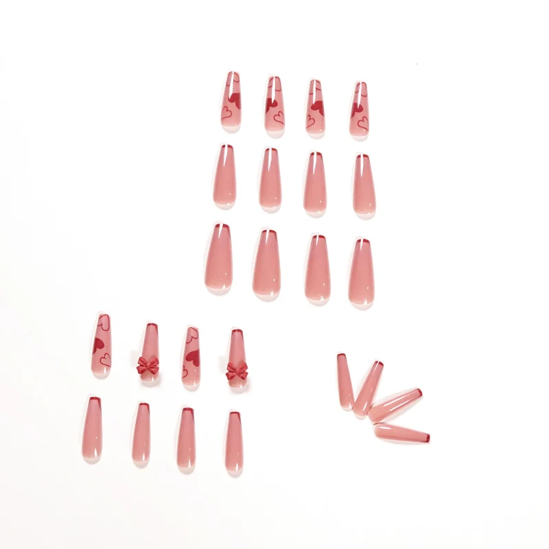 Elegant Artistic Nail Extensions with Romantic Heart Designs Stornfield