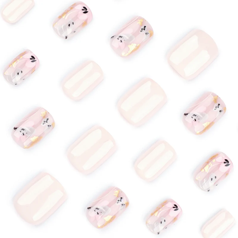 Elegant Artificial Nail Design with Floral Accents Stornfield
