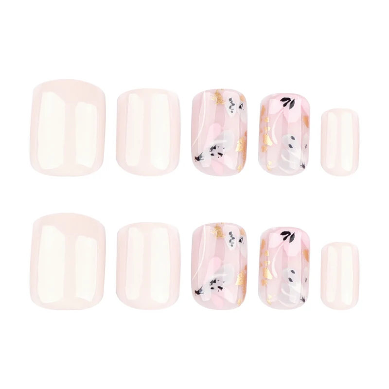 Elegant Artificial Nail Design with Floral Accents Stornfield