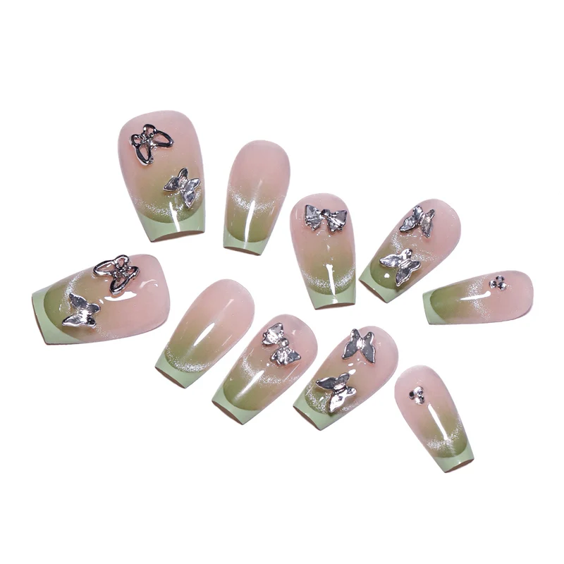Elegant Artificial Nails with Butterfly Design Stornfield