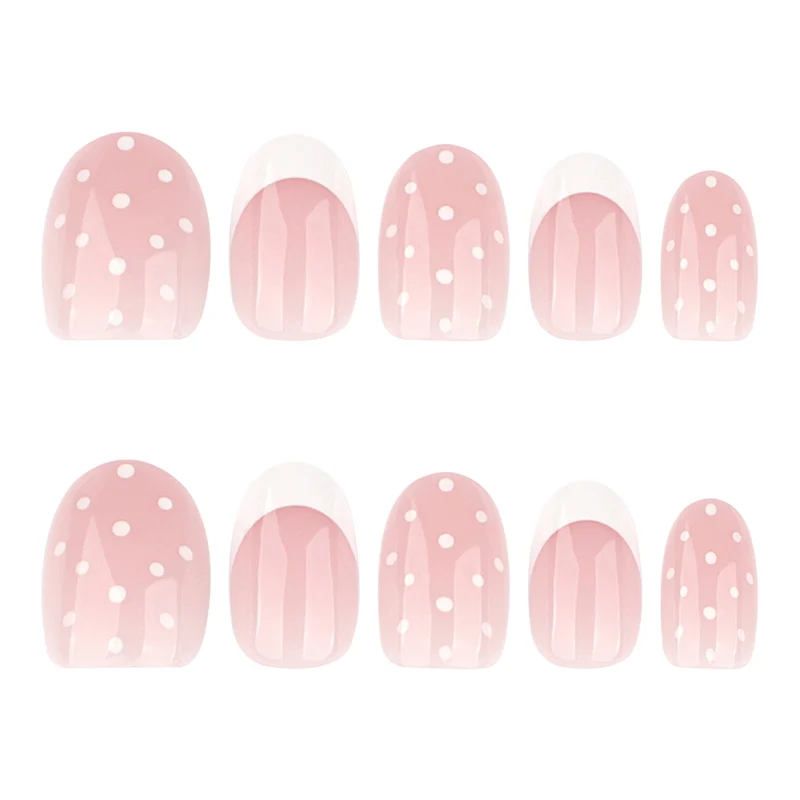 Elegant artificial nails with modern dots and fresh design Stornfield