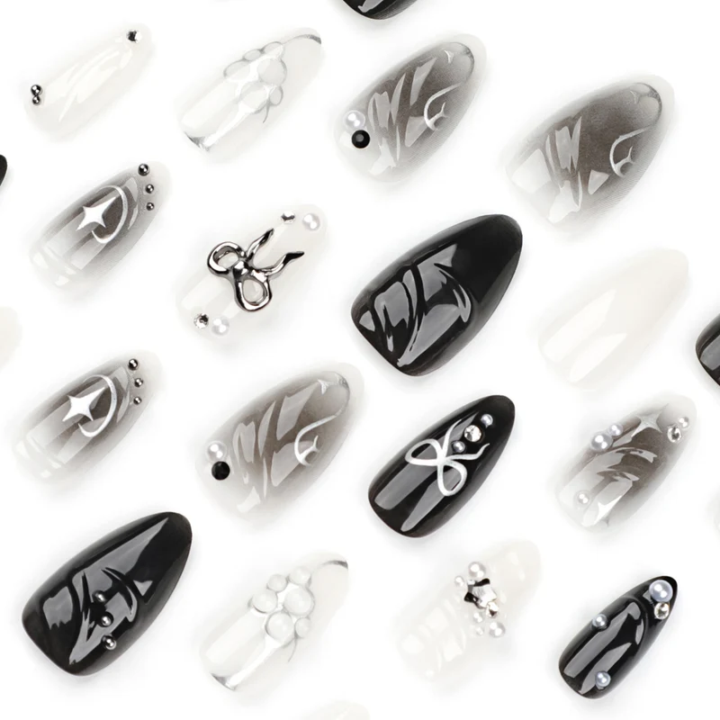 Elegant artificial nails with modern design and glitter accents Stornfield