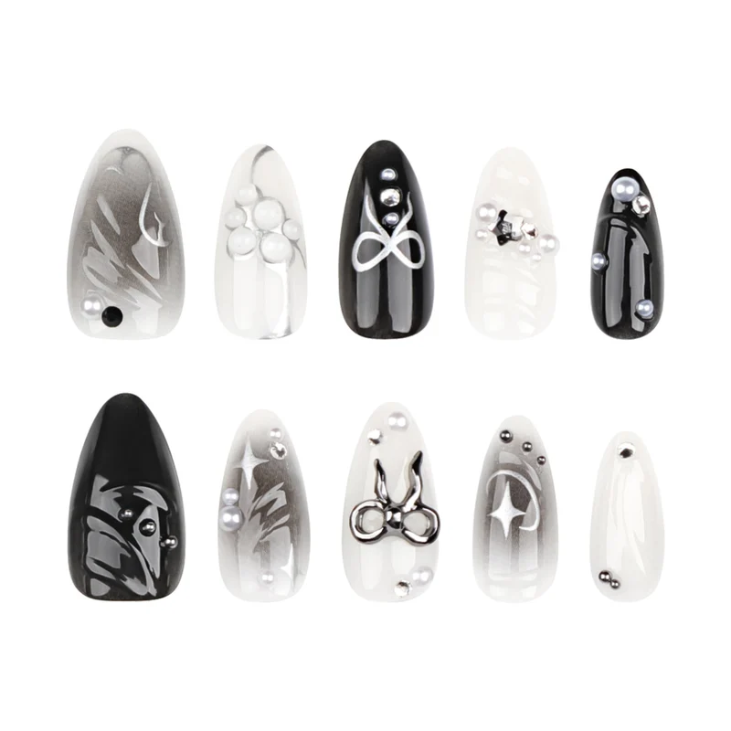 Elegant artificial nails with modern design and glitter accents Stornfield
