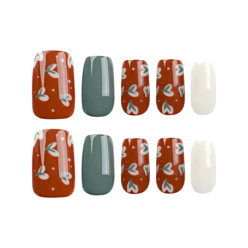 Elegant artificial nails with creative heart decorations Stornfield