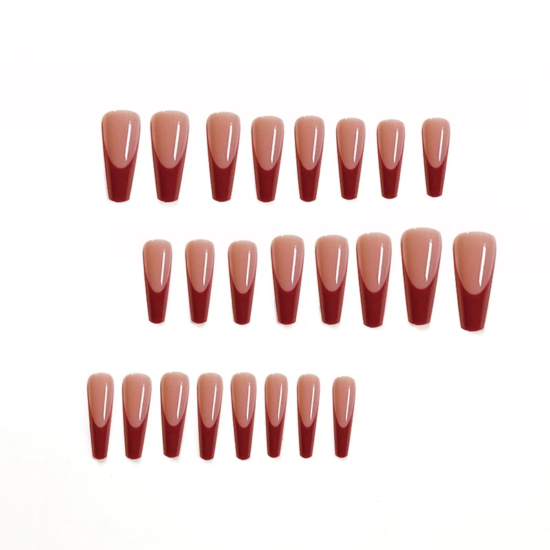 Elegant artificial nails with high-gloss finish and prominent French tip Stornfield