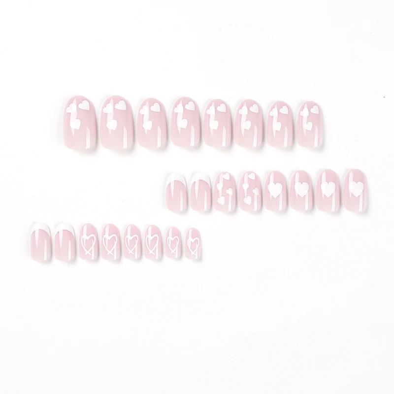 Elegant artificial nails with hearts and glitter Stornfield