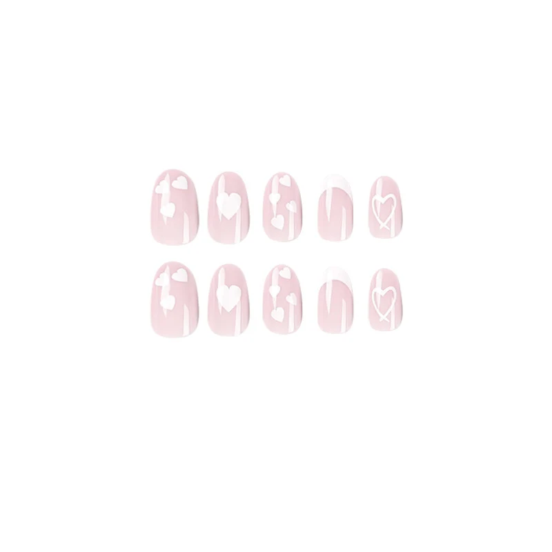 Elegant artificial nails with hearts and glitter Stornfield