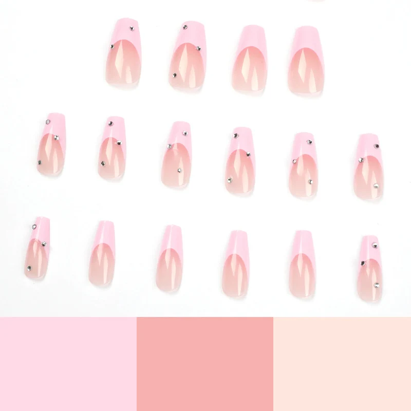 Elegant artificial nails with glitter and ombre effect Stornfield