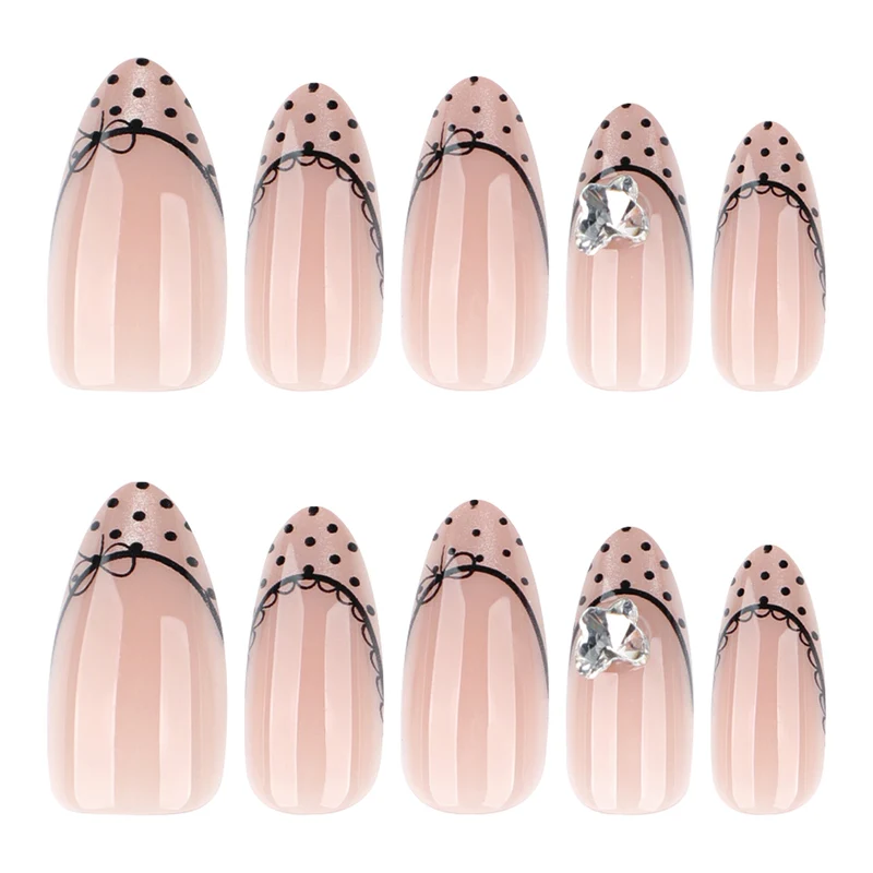 Elegant artificial nails with glitter and French design Stornfield