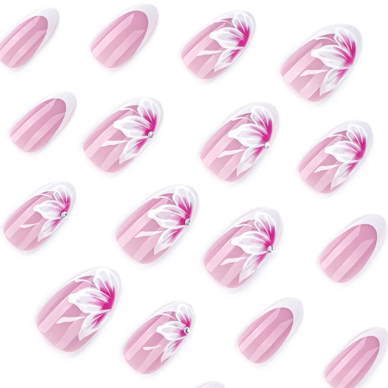Elegant artificial nails with floral decorations Stornfield