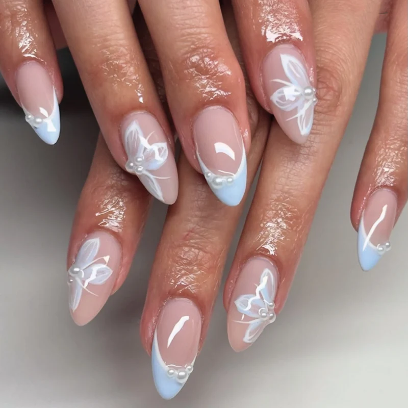 Elegant artificial nails with floral accents and glamorous design Stornfield