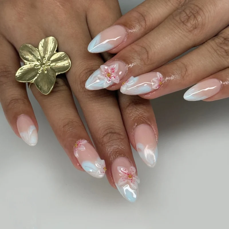Elegant artificial nails with floral accents Stornfield