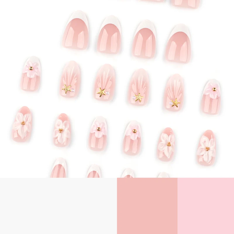 Elegant artificial nails with floral design and glitter accents Stornfield