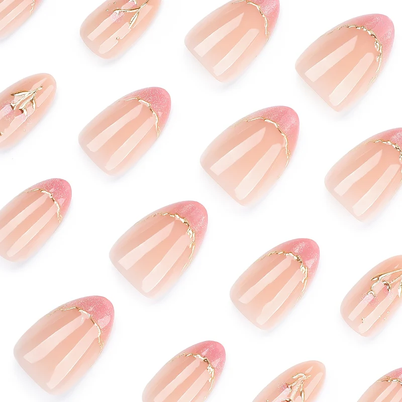 Elegant artificial nails with floral design and glitter Stornfield