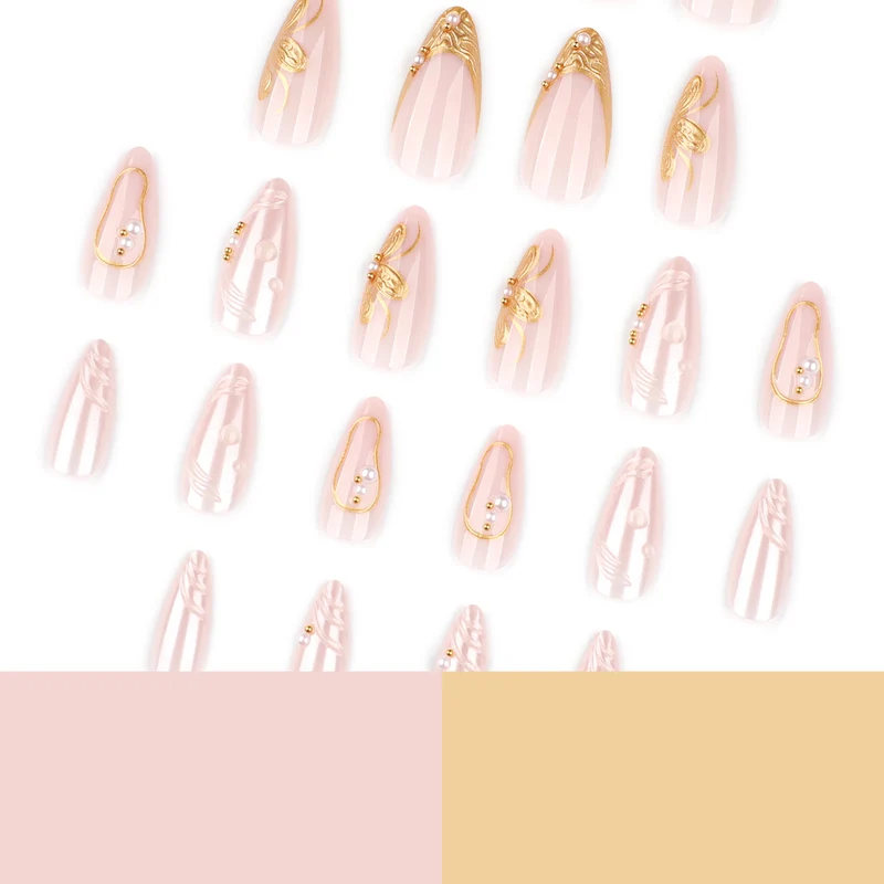 Elegant artificial nails with flower and glitter accents Stornfield