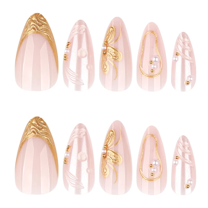 Elegant artificial nails with flower and glitter accents Stornfield