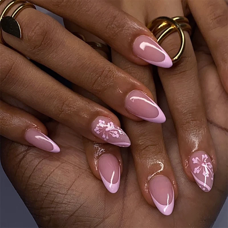 Elegant Artificial Nails with Flower Design Stornfield
