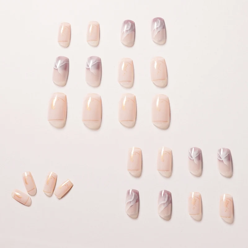 Elegant artificial nails with flower and glitter pattern Stornfield