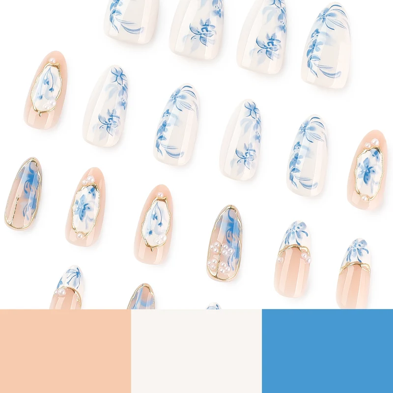 Elegant Artificial Nail Design with Floral Pattern Stornfield