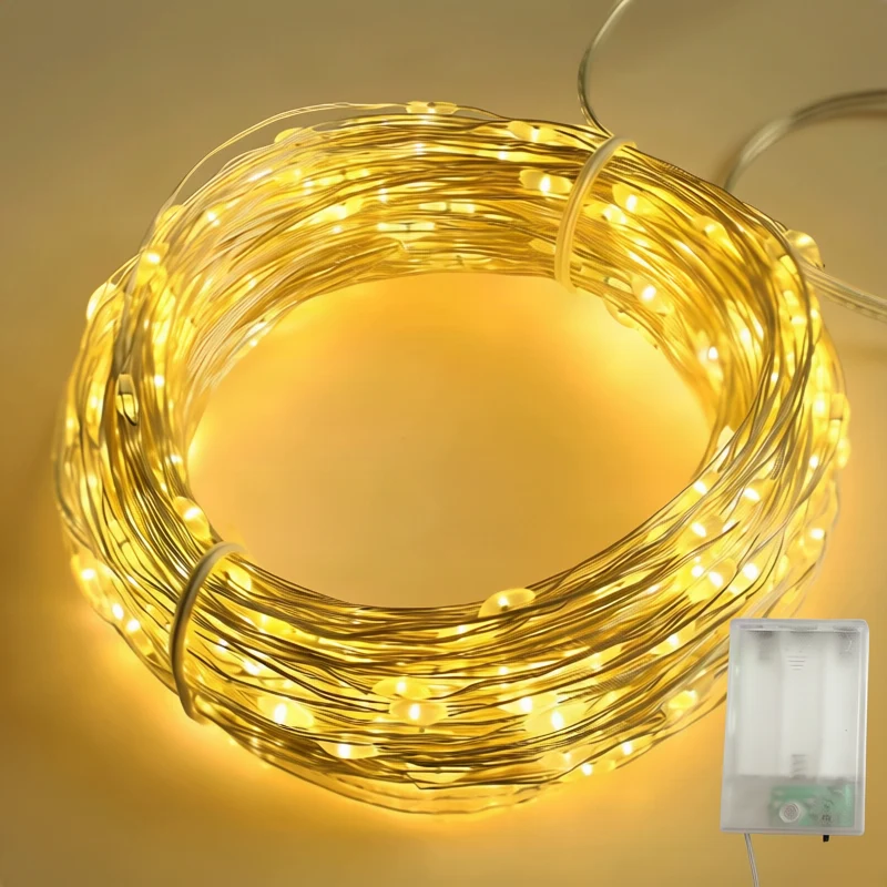 LED string lights, 10 m, 100 lights, USB/battery