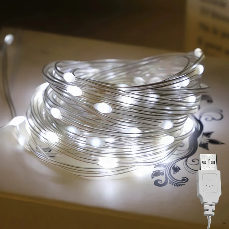 LED string lights, 10 m, 100 lights, USB/battery