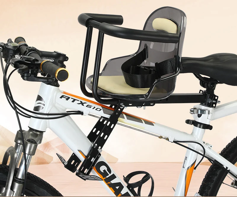 toddler front bicycle seat with adjustable universal mounting bracket and padded safety harness Stornfield