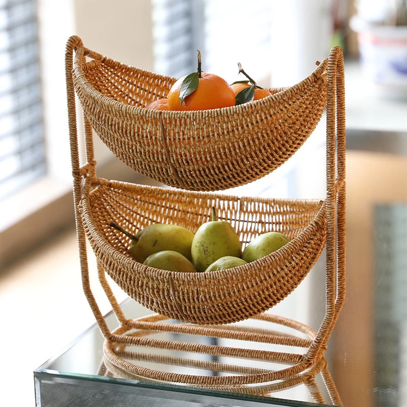 Women Two-Tier Rattan Basket Stornfield
