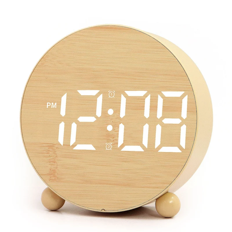 Digital Alarm Clock in Modern Wooden Design Stornfield