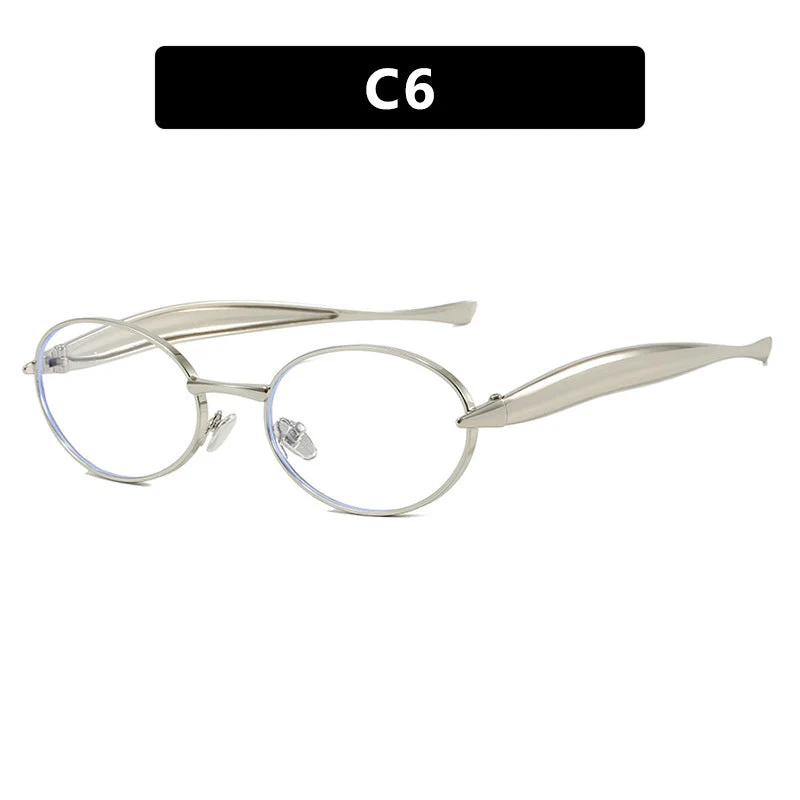 Dame moteriktig solbrille med oval ramme og glitrende detaljer Luvikno