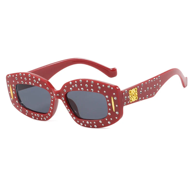 Dame moteriktig solbrille med glamorøs strass-dekor Luvikno