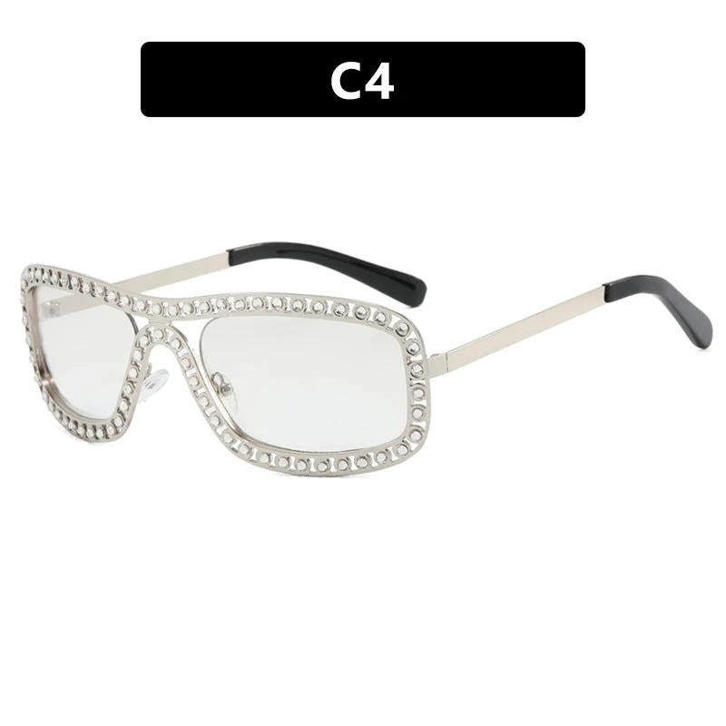 Dame moteriktig solbrille med glitrende ramme Luvikno