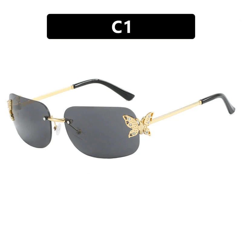 Dame moteriktig solbrille med filigran sommerfugldesign og beskyttende glass Luvikno