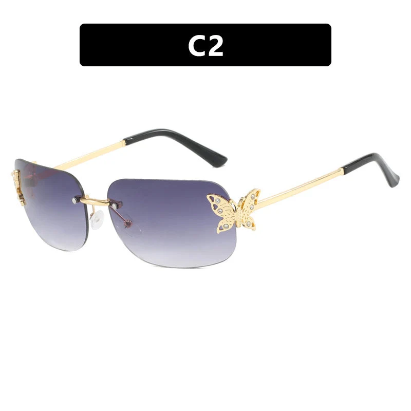 Dame moteriktig solbrille med filigran sommerfugldesign og beskyttende glass Luvikno