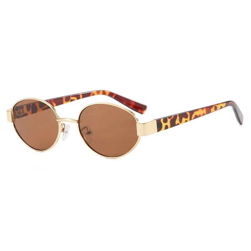 Dame fashionable solbriller med eksklusivt leopardmønster og elegant metallramme Luvikno