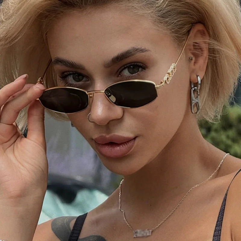 Dame moterik solbrille med elegant rustfritt stålramme og UV-beskyttelse Luvikno